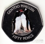 Брит. Антарктические территории 50 пенсов 2019 Пингвин Генту (цветная)