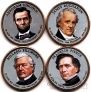 США набор 4 монеты 1 доллар 2010 Президенты (цветные)