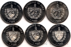 Куба набор 6 монет 1 песо 1995 Пираты Карибского моря