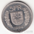 Швейцария 5 франков 1989
