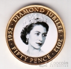 Джерси 50 пенсов 2012 60 лет Правления королевы Елизаветы II №5
