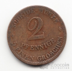 Германия - Саксен-Кобург-Гота 2 пфеннига 1851